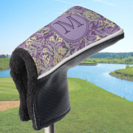 Paarse Bloemen William Morris Custom Initiaal Dame Golfheadcover