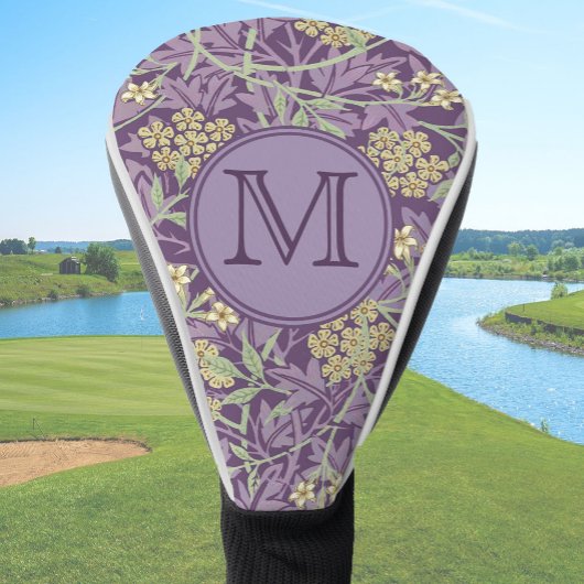 Paarse Bloemen William Morris Custom Initiaal Dame Golfheadcover