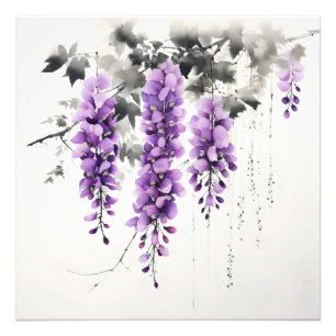 Paarse bloemen Wisteria boom Foto Afdruk