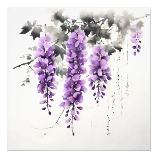 Paarse bloemen Wisteria boom Foto Afdruk (Voorkant)