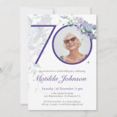 Paarse Bloemen Wisteria Custom Foto 70e Verjaardag Kaart (Voorkant)