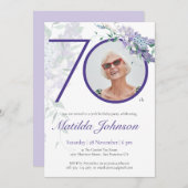 Paarse Bloemen Wisteria Custom Foto 70e Verjaardag Kaart (Voorkant / Achterkant)