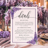 Paarse Bloemen Wisteria Hoeken Trouwdetails Informatiekaartje