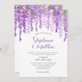 Paarse Bloemen Wisteria Waterverf Bruiloft Kaart (Voorkant / Achterkant)