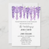 Paarse Bloemen Wisteria Waterverf Lavendel Bruilof Kaart (Voorkant)