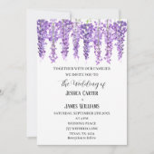 Paarse Bloemen Wisteria Waterverf Lavendel Bruilof Kaart (Voorkant)