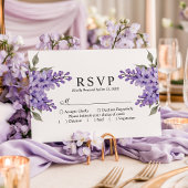 Paarse Bloemen Wisteria Wedding RSVP Kaart