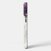 Paarse bloemen wit marmer Case-Mate iPhone case (Achterkant / Links)