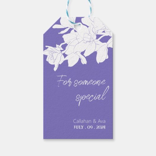 paarse Bloemen wit Ontwerp Gepersonaliseerde tekst Cadeaulabel (Voorkant)