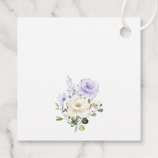 Paarse bloemen, witte bloemen, boho, bruiloft bedankjes labels (Achterkant)
