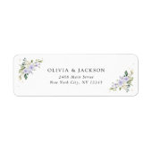Paarse bloemen, witte bloemen, boho, bruiloft etiket (Voorkant)