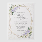 Paarse bloemen, witte bloemen, boho, bruiloft vellum uitnodigingen (Voorkant)