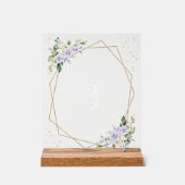 Paarse bloemen, witte bloemen, boho, tafelnummers acryl bord (Voorkant)