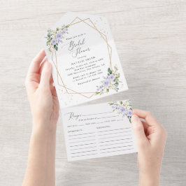 Paarse bloemen, witte bloemen, Boho, Vrijgezellenf All In One Uitnodiging