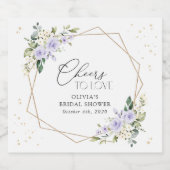 Paarse bloemen, witte bloemen, Boho, Vrijgezellenf Sparkling Wijnetiket (Enkel label)