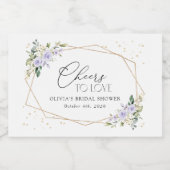 Paarse bloemen, witte bloemen, Boho, Vrijgezellenf Sparkling Wijnetiket (Enkel label)