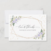 Paarse bloemen, witte bloemen, groen, bruiloft bedankkaart (Voorkant)