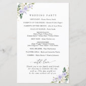 Paarse bloemen, witte bloemen, huwelijksprogramma (Achterkant)