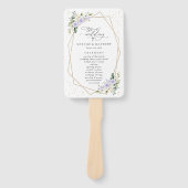 Paarse bloemen, witte bloemen, huwelijksprogramma handwaaier (Voorkant)