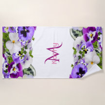 Paarse bloemen witte monogram