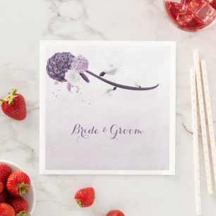 paarse bloemen witte sneeuwklokjes botanische brui servet