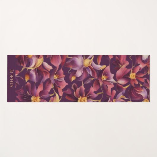 Paarse Bloemen- Yogamat (Voorkant (horizontaal))