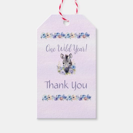 Paarse bloemen Zebra verjaardag Cadeaulabel (Voorkant)