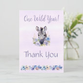 Paarse Bloemen Zebra Verjaardag Dankjewel Kaart (Staand voorkant)