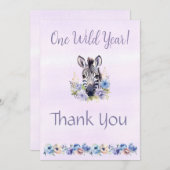 Paarse Bloemen Zebra Verjaardag Dankjewel Kaart (Voorkant / Achterkant)