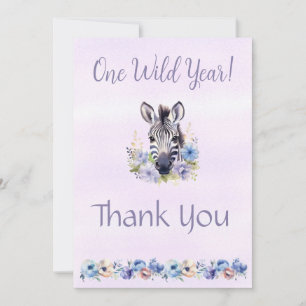 Paarse Bloemen Zebra Verjaardag Dankjewel Kaart