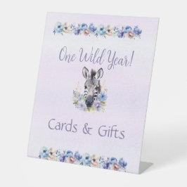 Paarse bloemen Zebra verjaardag Reclamebord Met Voetstuk