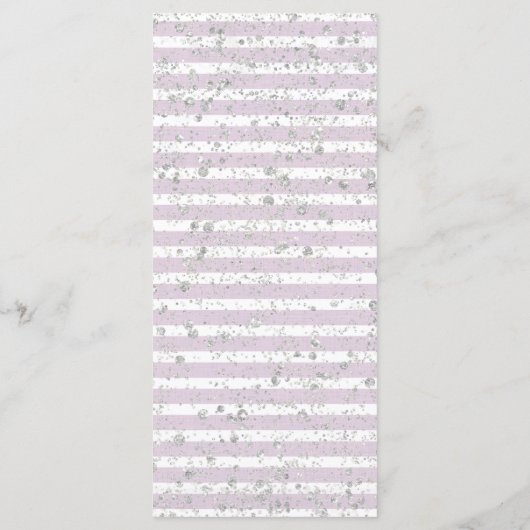 Paarse Bloemen & Zilver Confetti Bruiloft Menu (Achterkant)