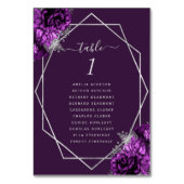 Paarse Bloemen Zilver Geometrische Lijst Wedding Kaart (Achterkant)