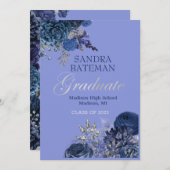 Paarse Bloemen | Zilveren Afstudeerfeestje Aankondiging (Voorkant / Achterkant)