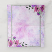 Paarse Bloemen & Zilveren Lijst Naam Tafelnummer Plaatskaartje (Binnenkant ongevouwen)