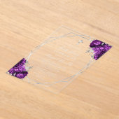 Paarse Bloemen Zilveren Tekst Eerste Heilige Commu Acryl Uitnodigingen (Laagn)