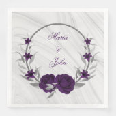 paarse bloemen zilverkleurig, botanisch, troebel servet (Voorkant)