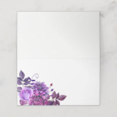 Paarse bloemen zitkaart. Bruiloft bloemen Plaatskaartje (Buitenkant ongevouwen)