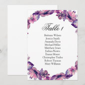 paarse bloemen zitvlak. Weddenstabel Kaart (Voorkant / Achterkant)