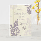 Paarse Bloemen Zus in Recht Verjaardag Kaart (Gele Bloem)