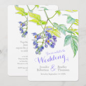 Paarse bloemenaardappel creeper waterverf bruiloft kaart (Voorkant / Achterkant)