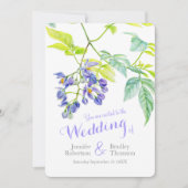 Paarse bloemenaardappel creeper waterverf bruiloft kaart (Voorkant)