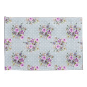 Paarse bloemenaquarel met blauwe witte stippen kussensloop (Achterkant-Rechts)