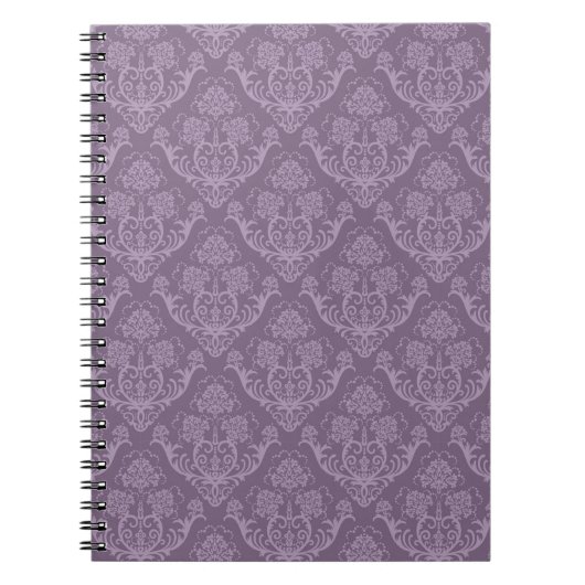 Paarse bloemenbehang notitieboek (Voorkant)