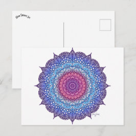Paarse bloemenblad Mandala Briefkaart