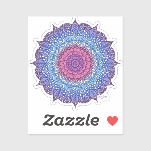 Paarse bloemenblad Mandala Sticker (Vel)