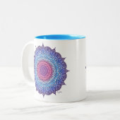 Paarse bloemenblad Mandala Tweekleurige Koffiemok (Voorkant links)