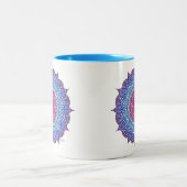 Paarse bloemenblad Mandala Tweekleurige Koffiemok (Center)