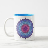 Paarse bloemenblad Mandala Tweekleurige Koffiemok (Links)