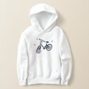 Paarse Bloemenblauw Fiets Roze Vlinder